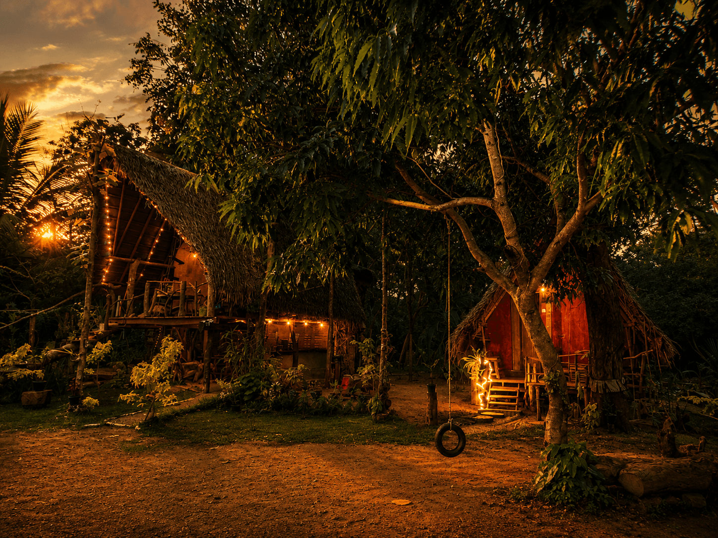Treehouse amidst jungle canopy